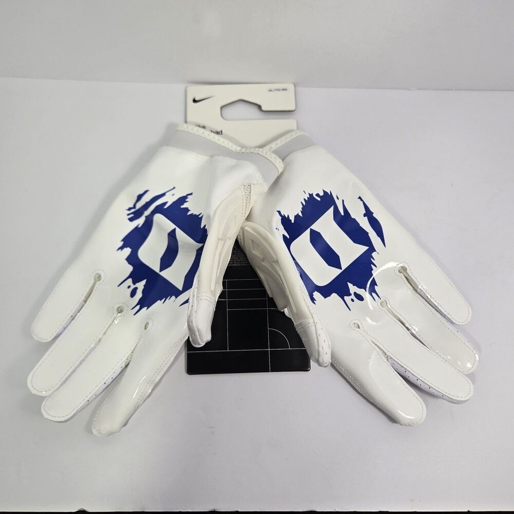 Nike Superbad 7.0 Duke Blue Devils Football Gloves White Mens 2XL Off White XXL